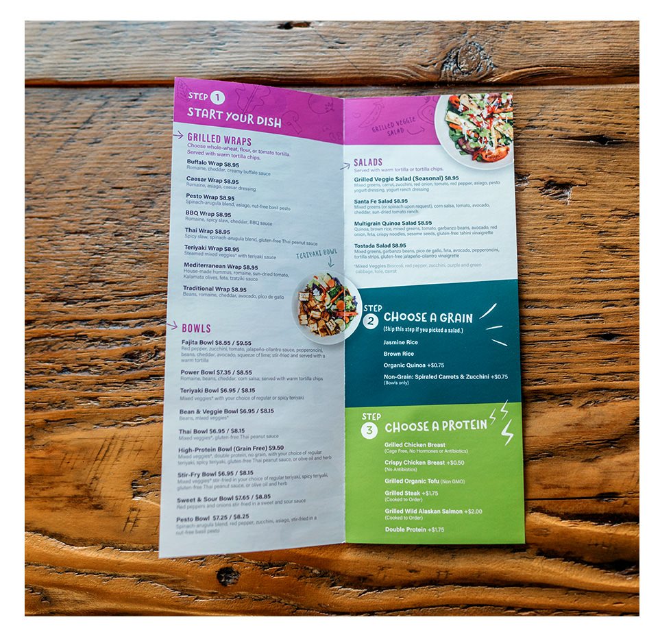 Crazy Bowls and Wraps Restaurant Menu Design