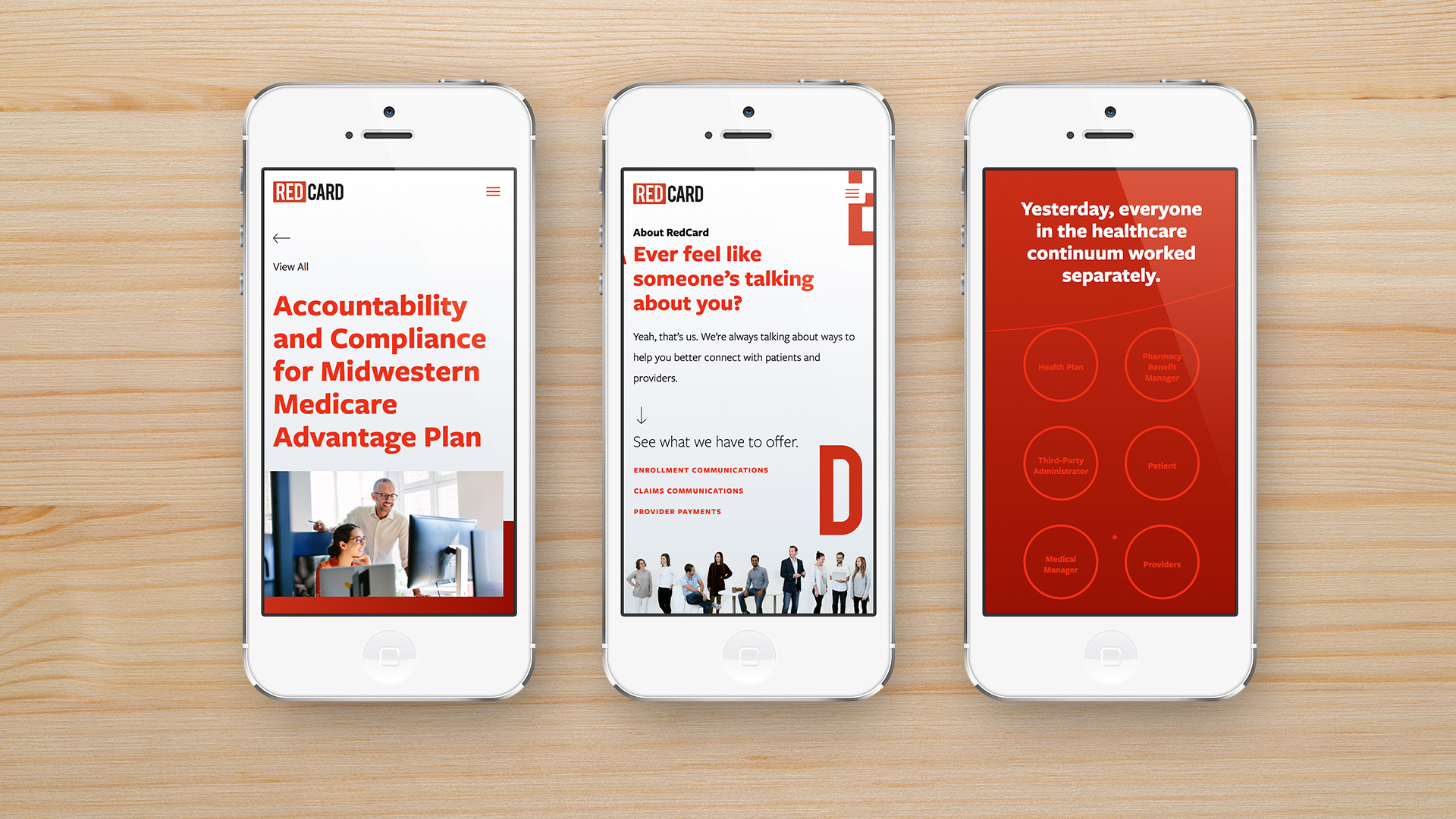 Mobile site exploration for healthcare marketing brand RedCard. Design by Atomicdust.