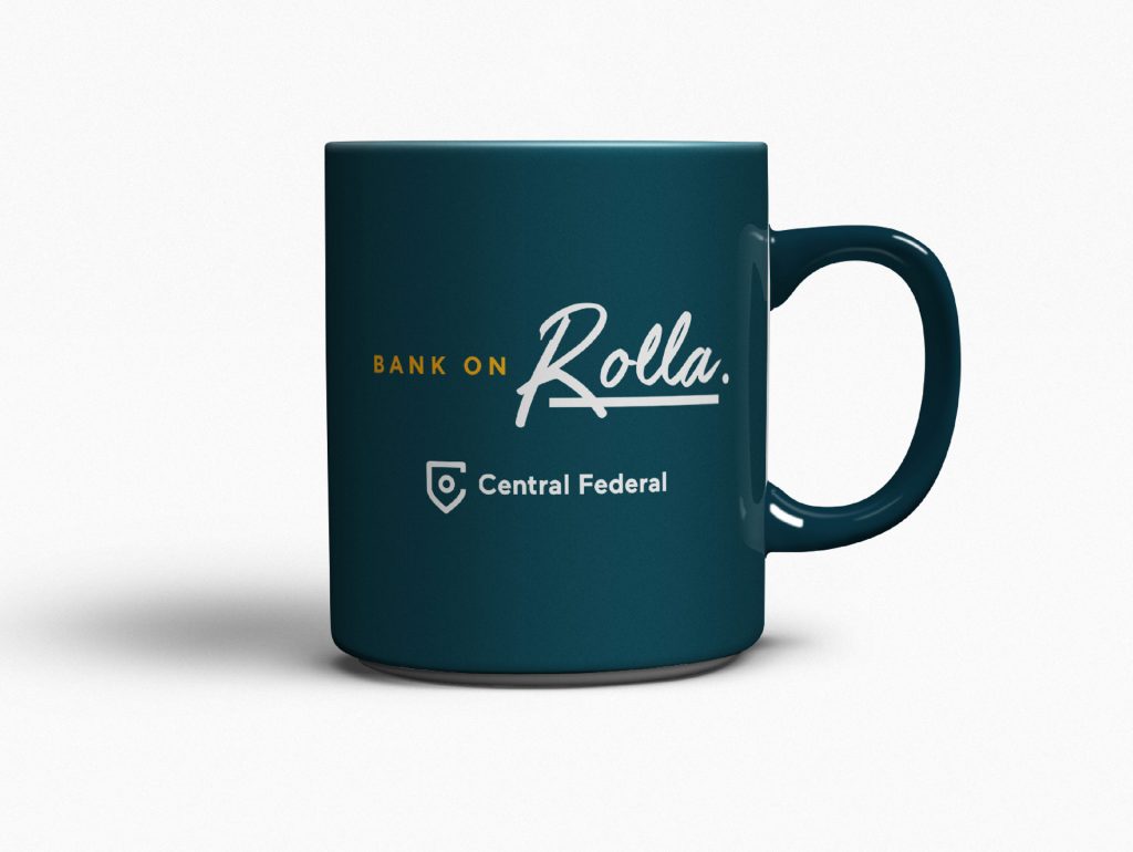 Central Federal branding on a coffee mug