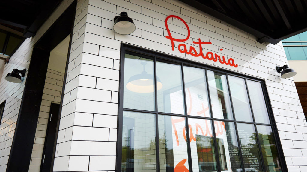 The exterior logo signage at Pastaria Nashville