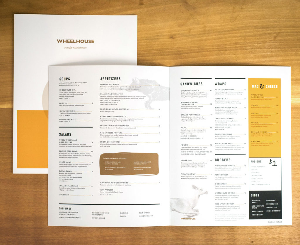 Wheelhouse - Branding and Menu Design