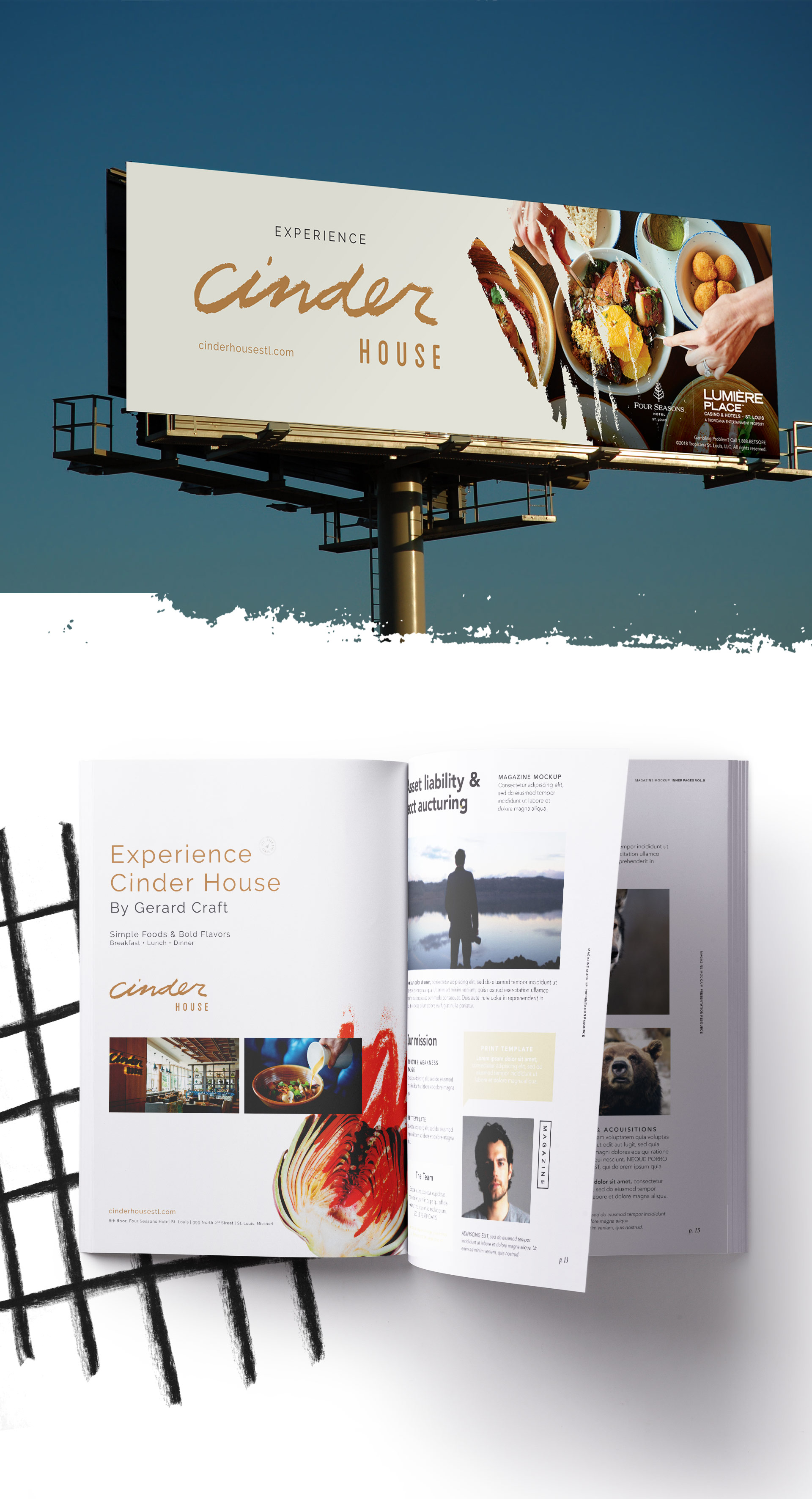 Cinder House billboard and print advertisements