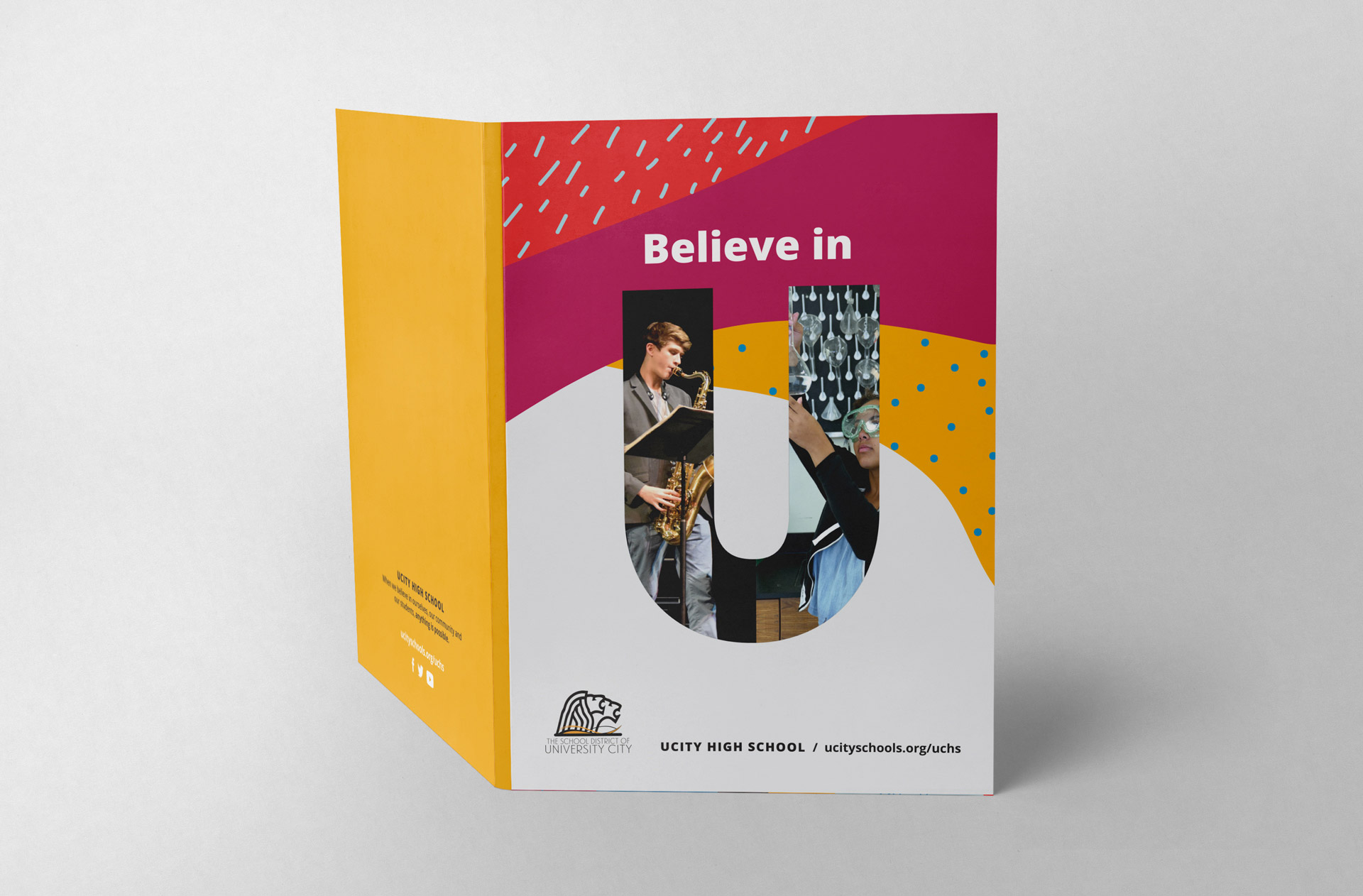 Brochure design for University City Believe in U Brand Campaign
