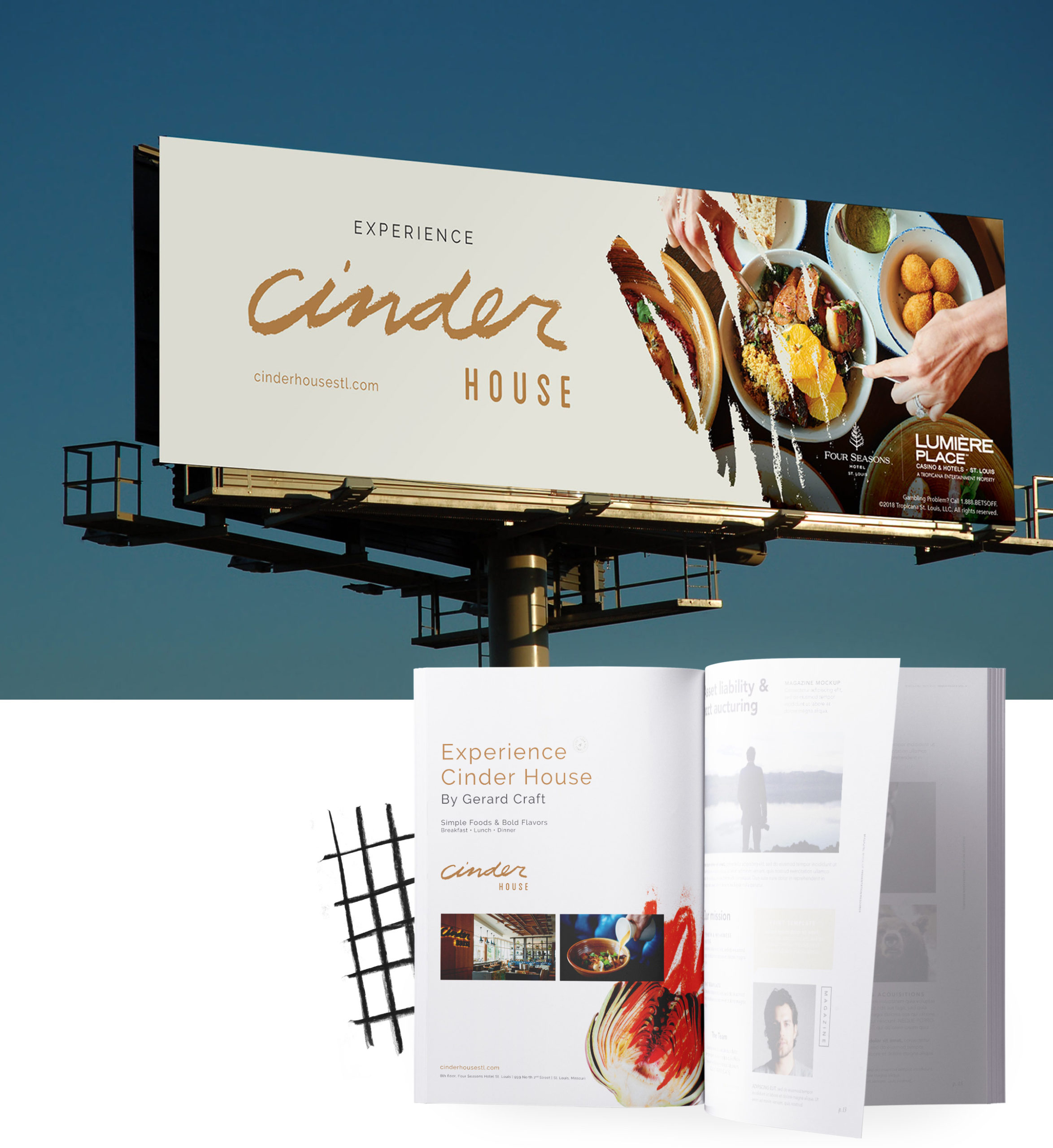Cinder House Billboard and Magazine Ad design