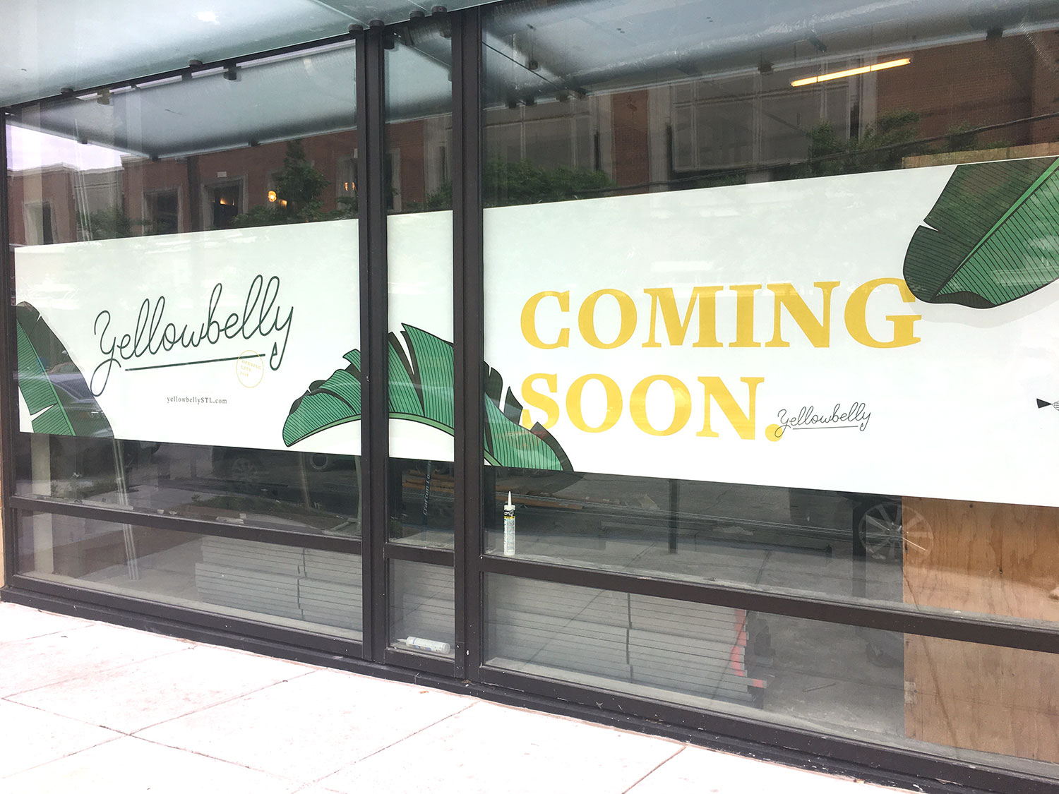 Yellowbelly coming soon sign 