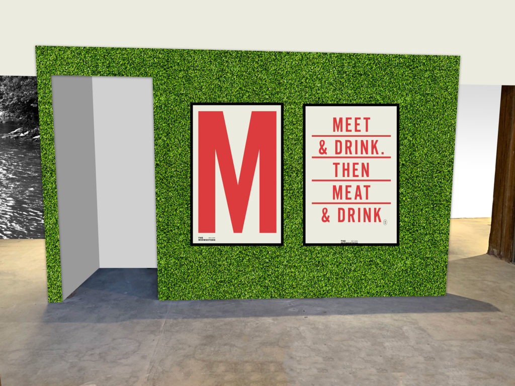 A mockup of an Astroturf wall for the Midwestern