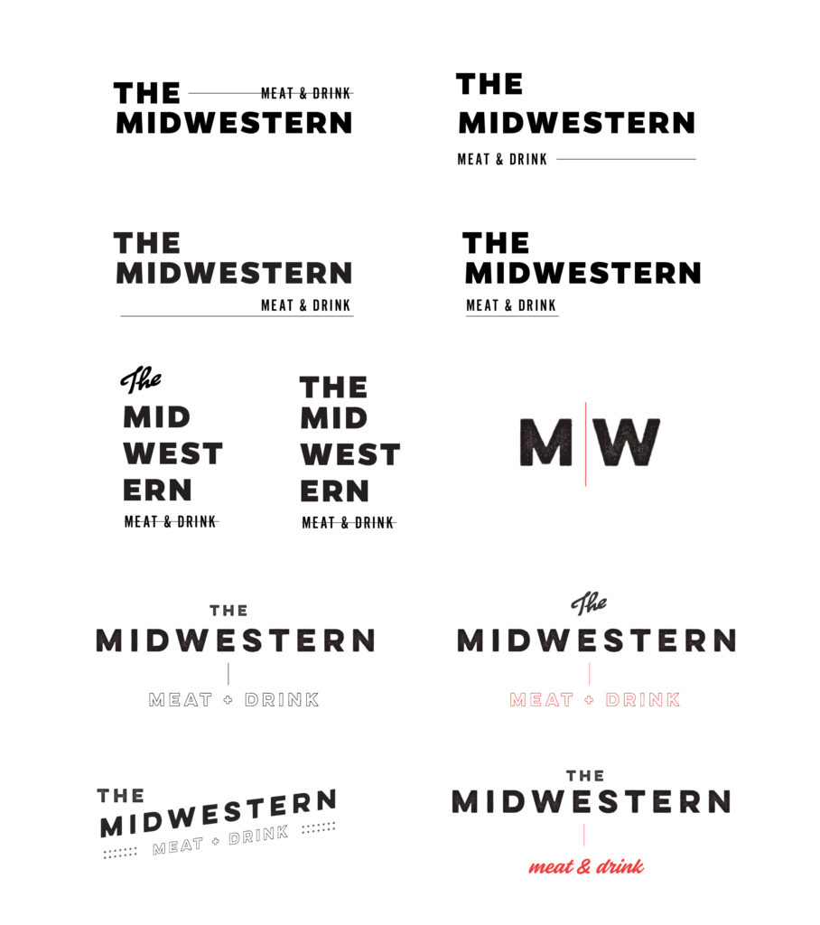 Initial logo concepts for The Midwestern branding