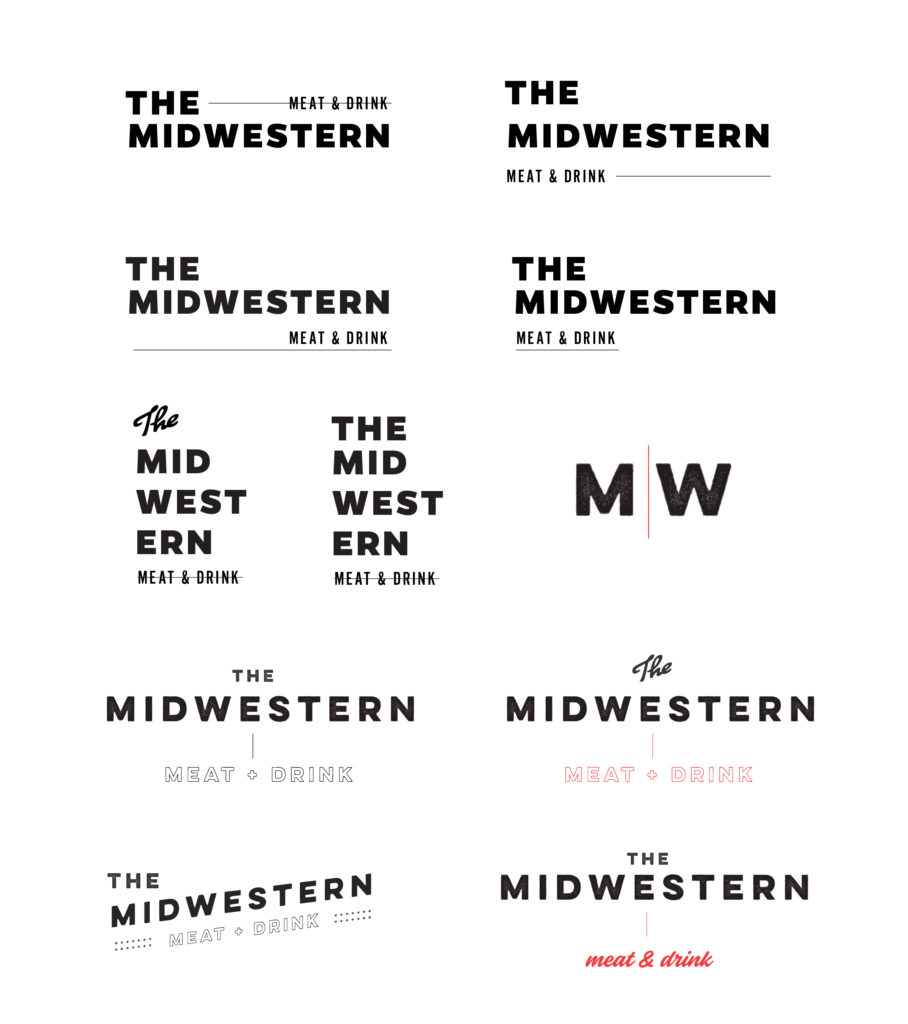 Initial logo concepts for The Midwestern branding