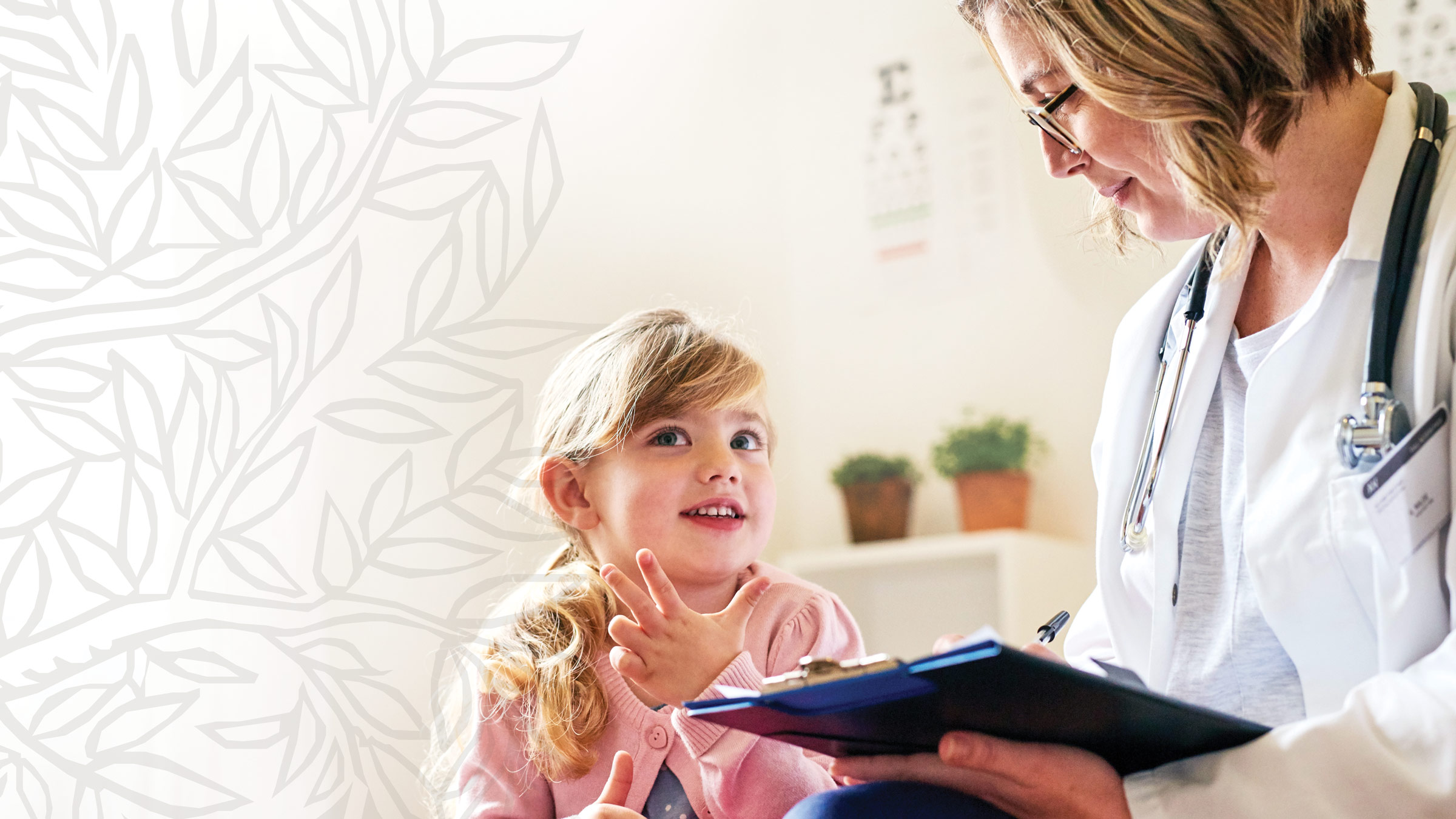 ClinicalKey eBook Header image of female doctor and young female child patient