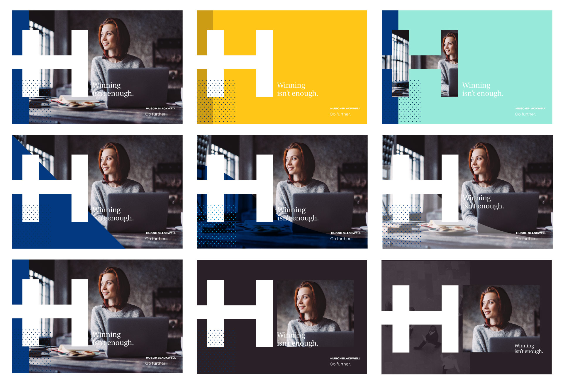Creative expressions of early Husch Blackwell branding