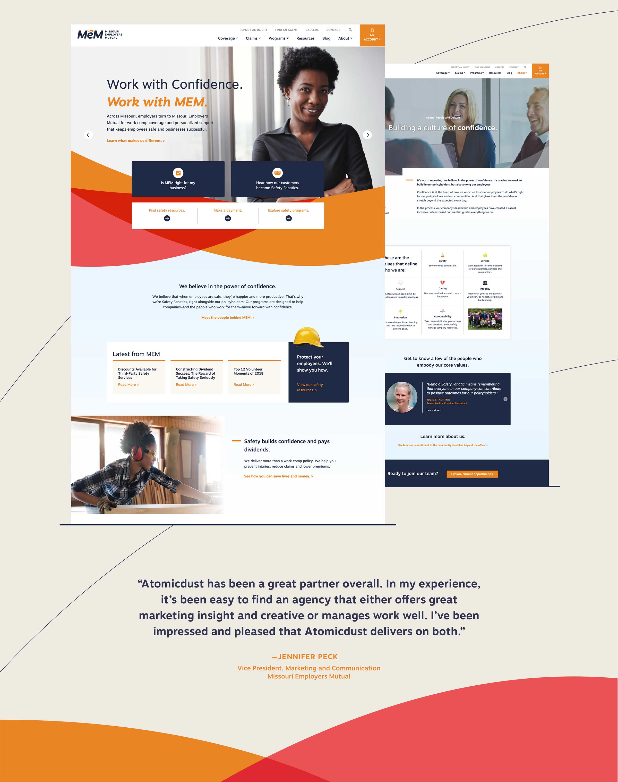 MeM Insurance - branding website design layouts