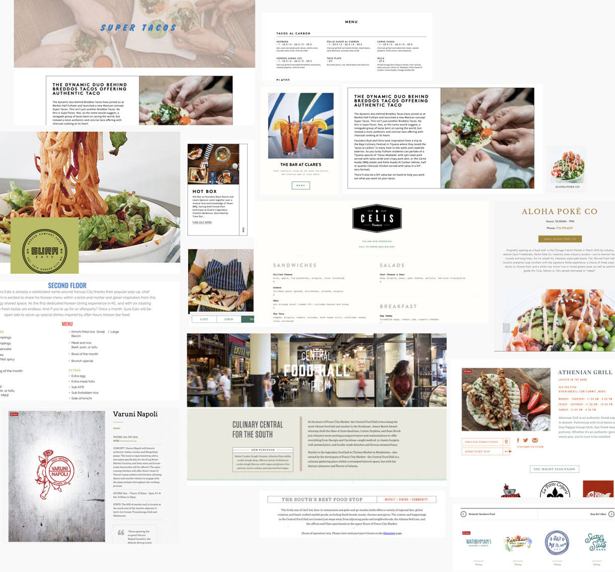 Research of food hall websites