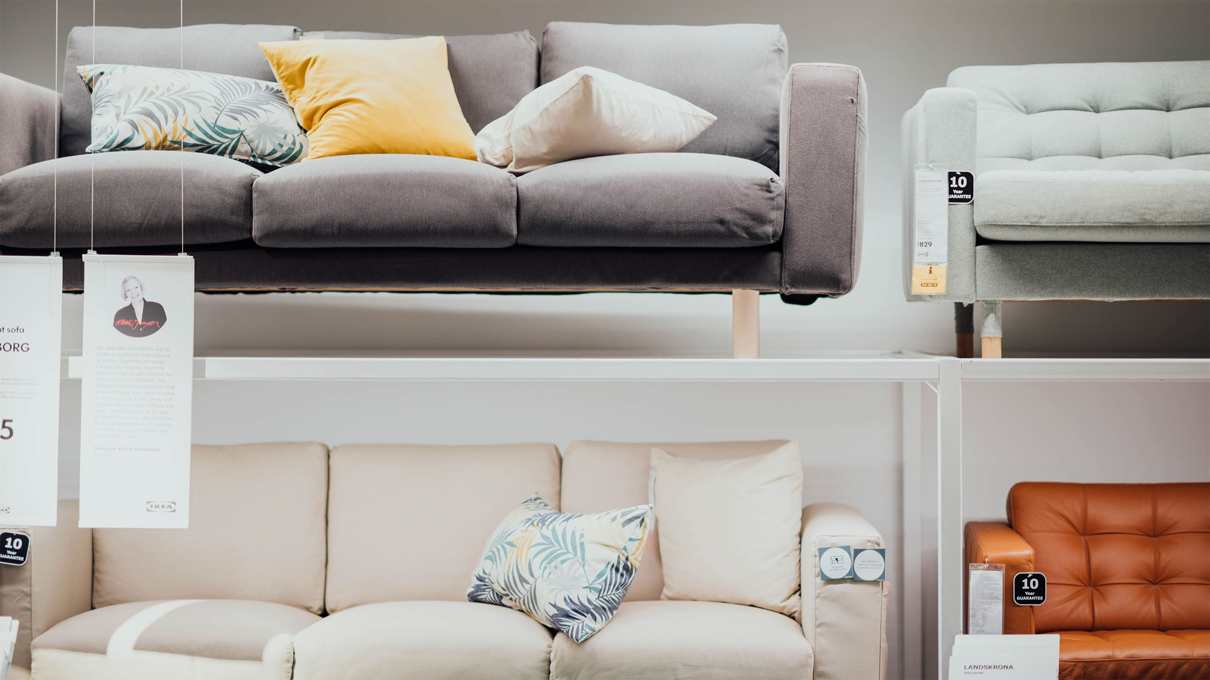 Ikea couches in the store