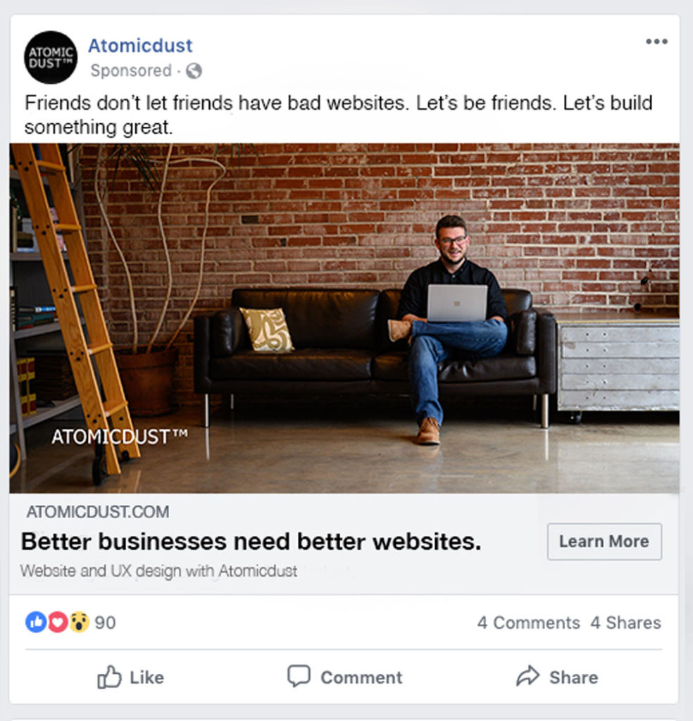 Atomicdust digital marketing Facebook ad