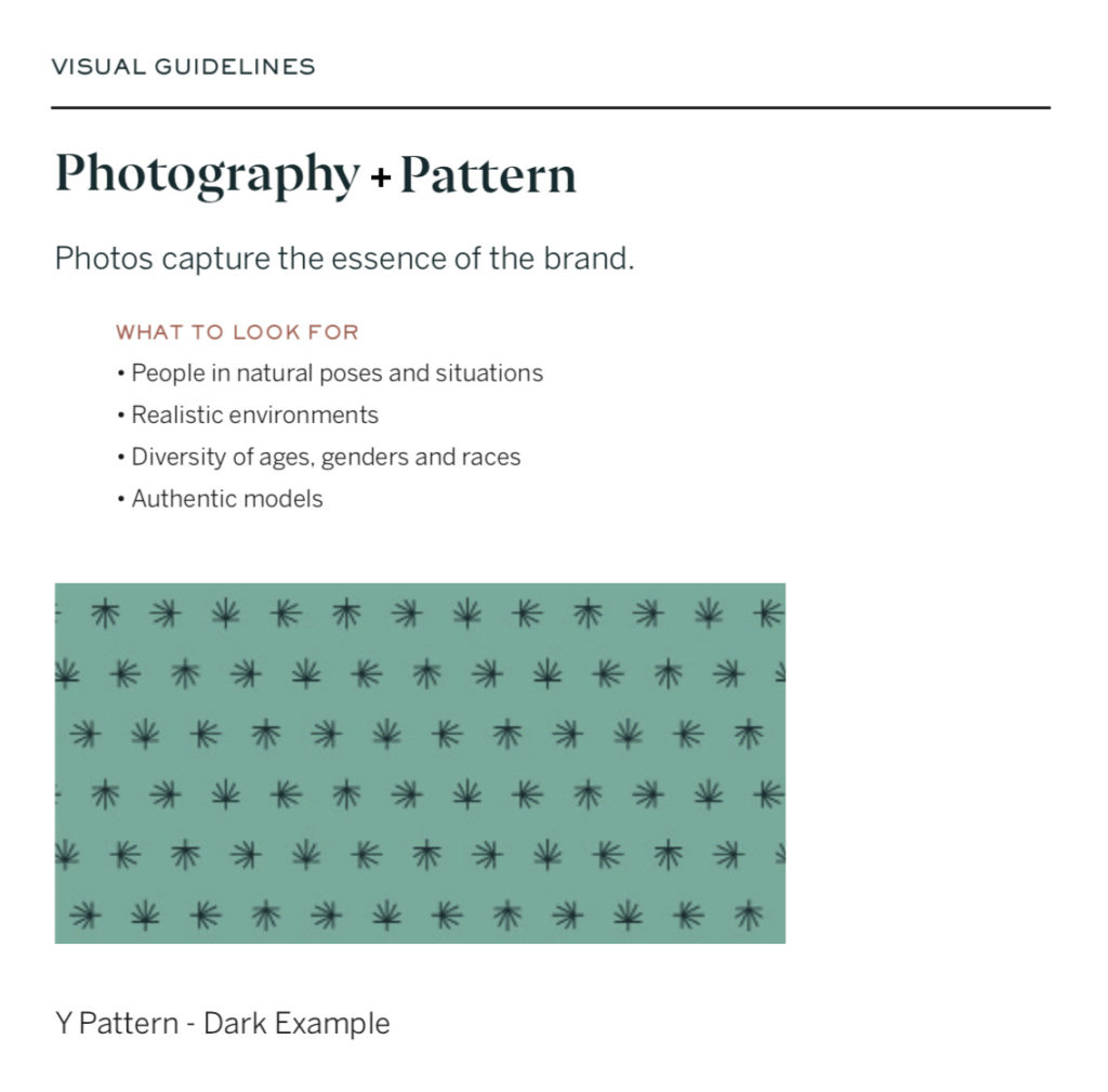 Examples of photography use in a brand standards guide.