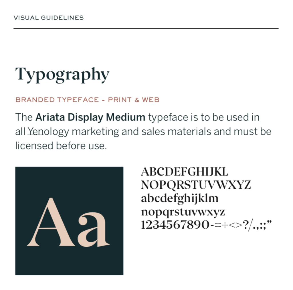 Example of typography in a brand standards guide.