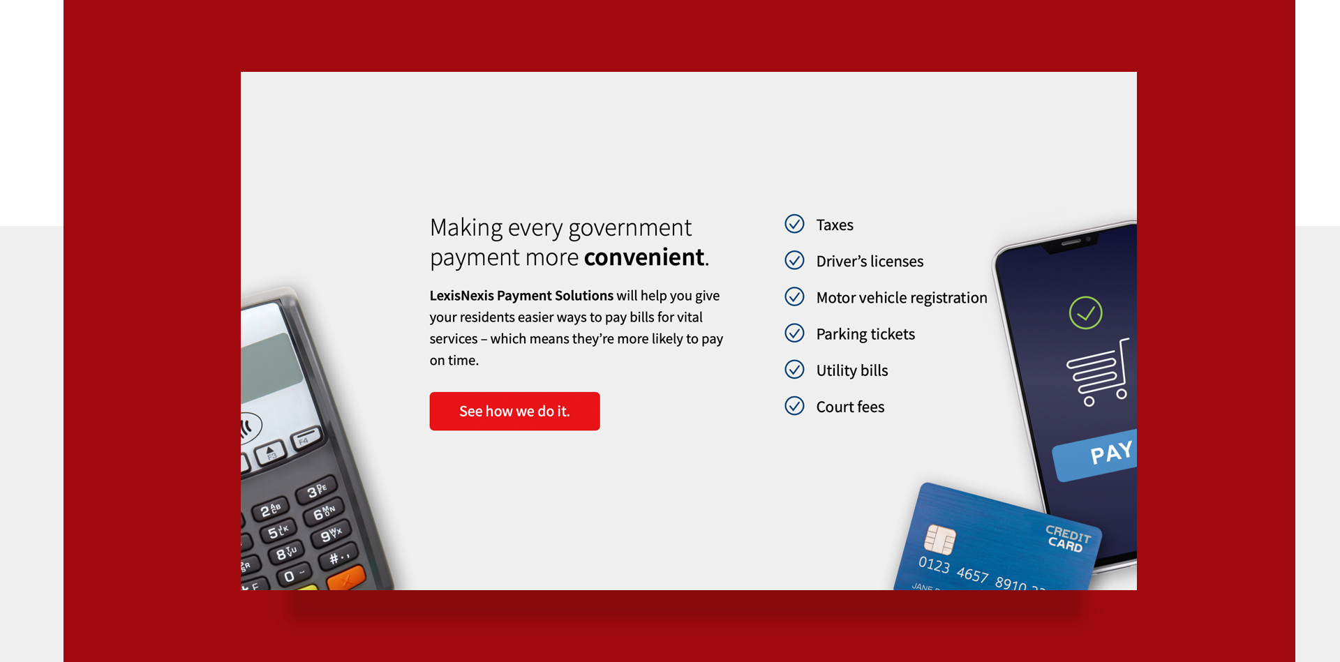 LexisNexis Payment Solutions Website Design Elements