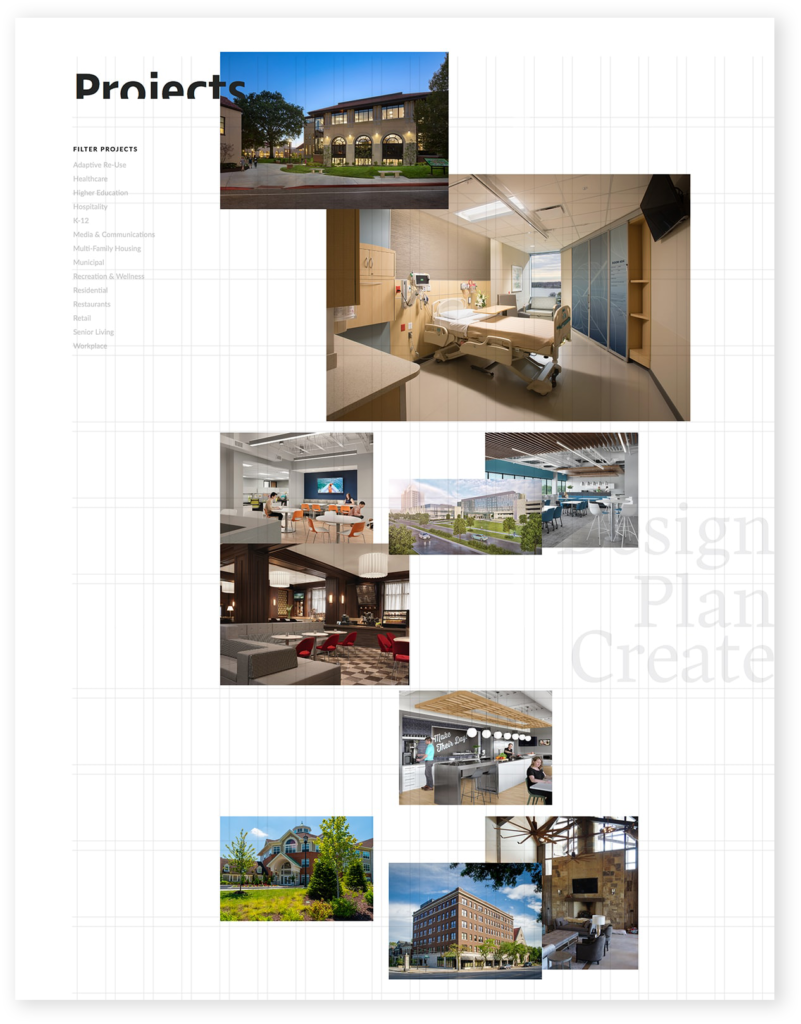 Lawrence Group website design project page bucks the grid
