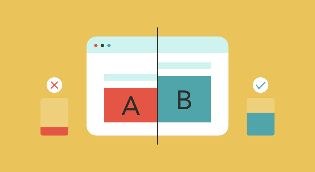 Illustration of A/B test on computer screen