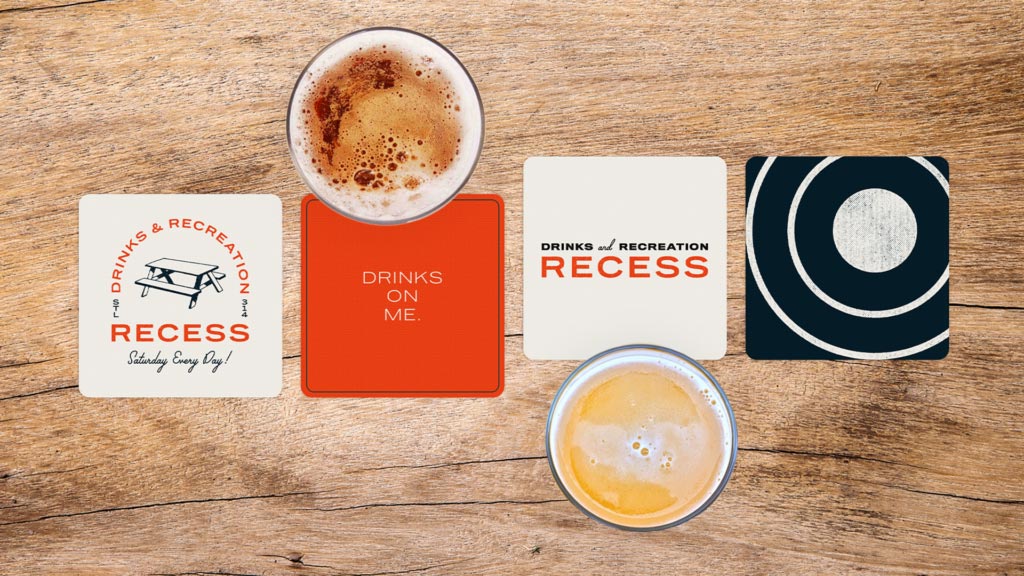 Recess branding coaster mockups