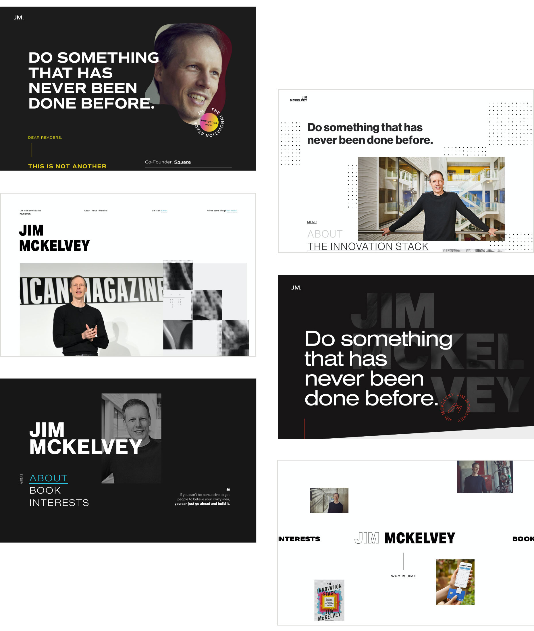 First Iterations of Jim McKelvey's Website Design