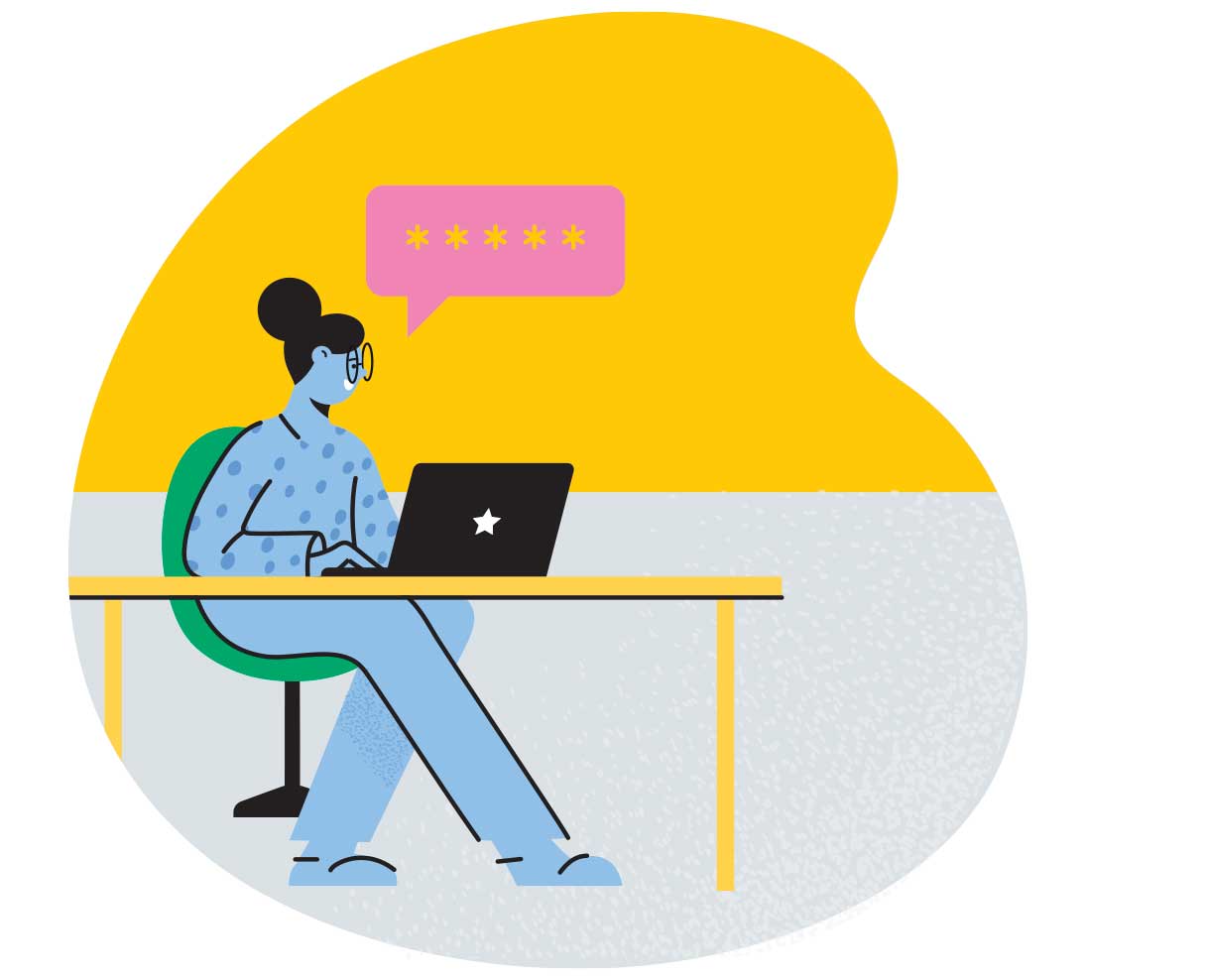 Illustration of a woman working on Google Ads