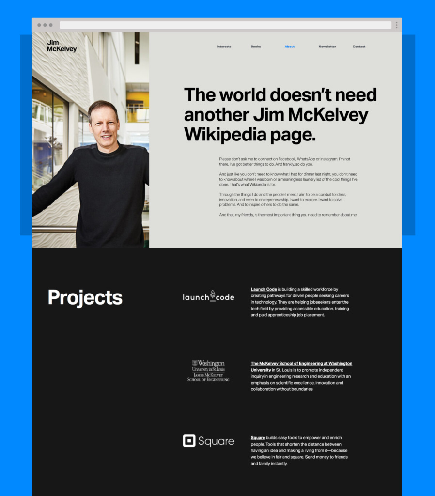 Blog Design for Jim McKelvey's website