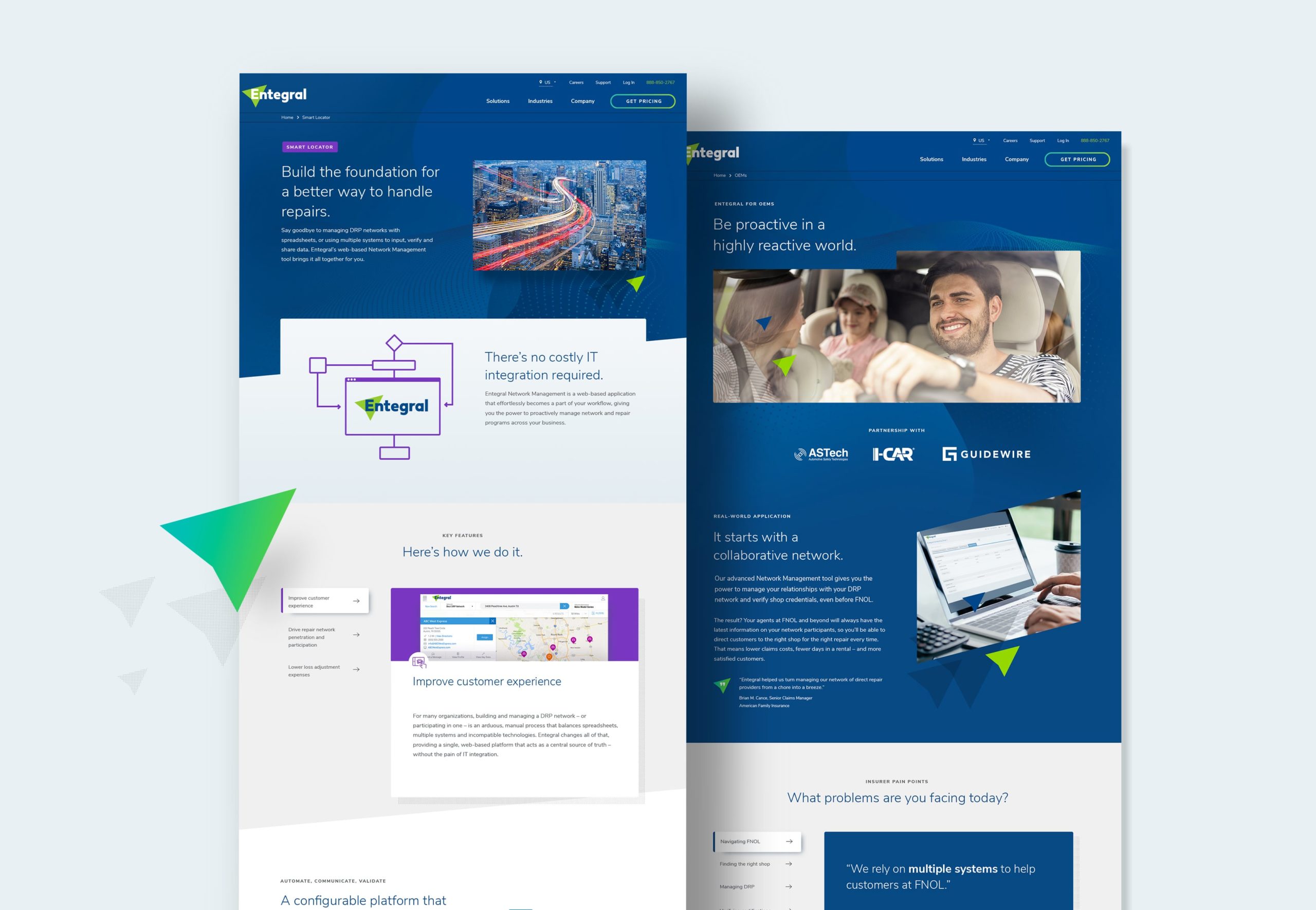Pages from the Entegral website design