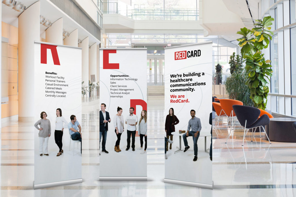 RedCard pop-up banners in a lobby