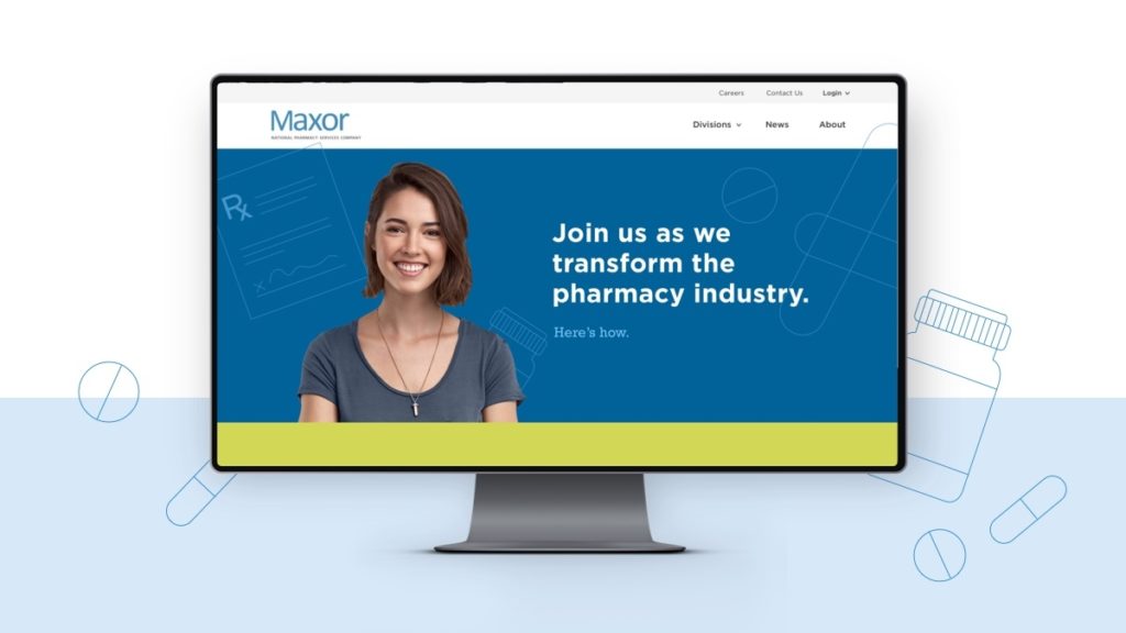 Maxor website design homepage on a computer