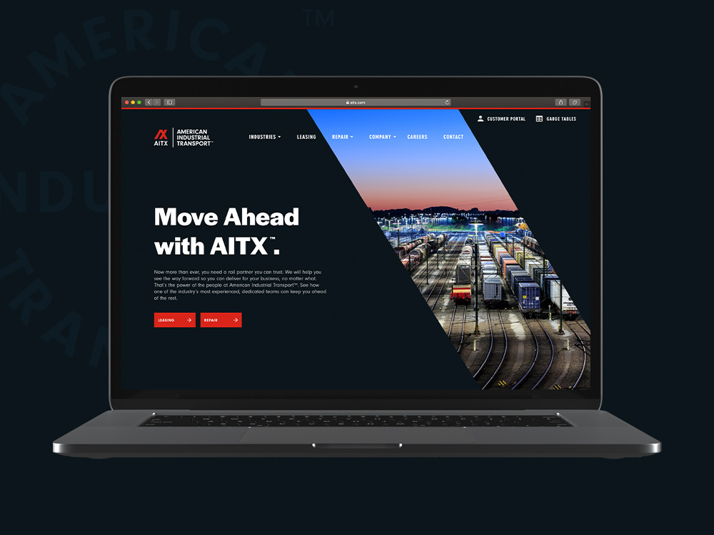 AITX website design on a laptop