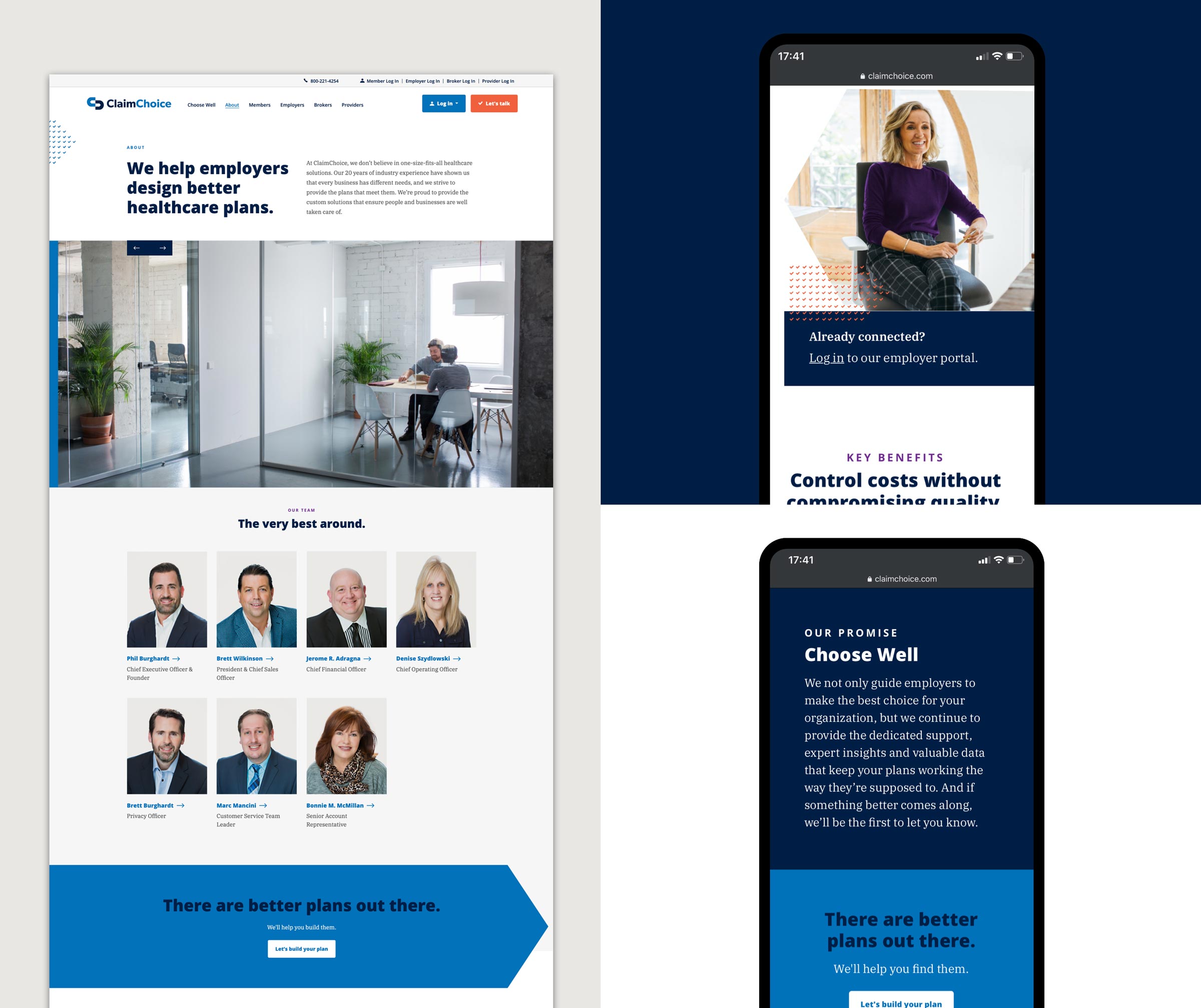 ClaimChoice's website design on mobile