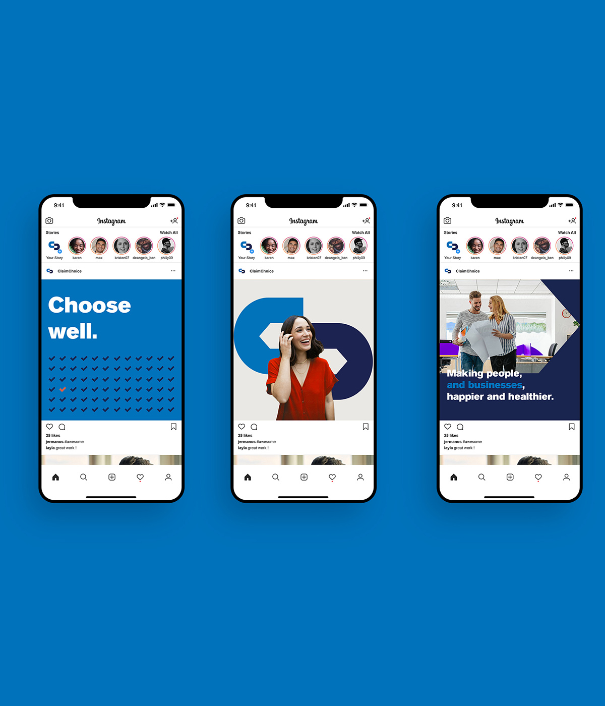 Social media posts on iPhones show ClaimChoice's new branding