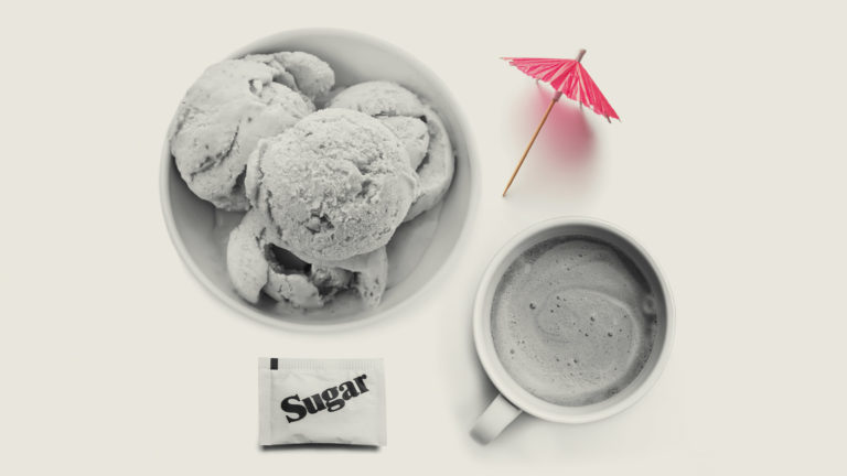 Ice cream, coffee, sugar and a paper umbrella represent the Benihana family's brand differentiators