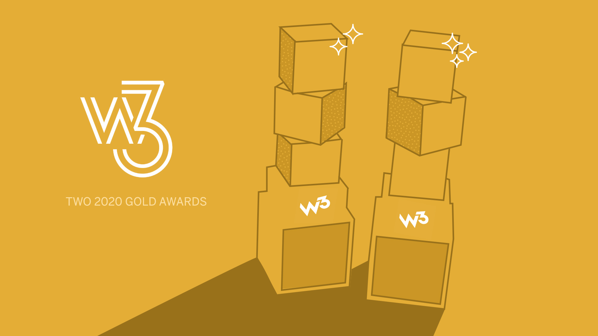 Illustration of two Gold w3 Awards