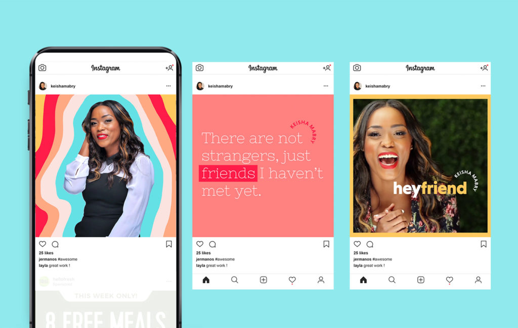 Instagram posts showcase Keisha's new branding and bright personality