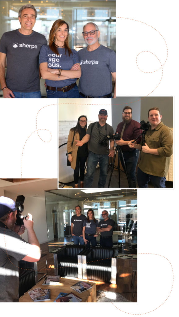 Photos from Atomicdust's photo shoot of Sherpa's team at their office