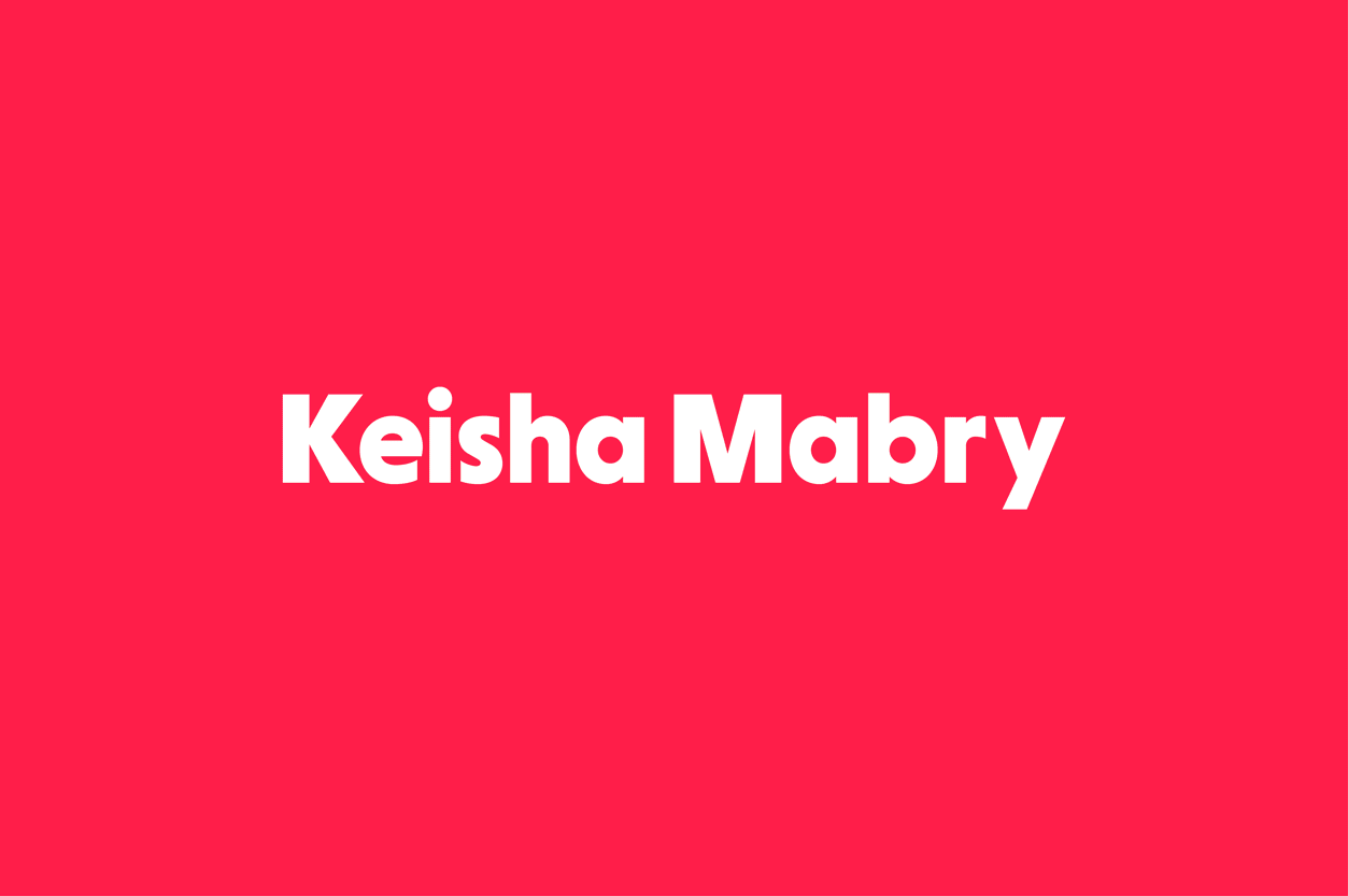 The final version of Keisha Mabry's new branding, including brand colors, typeface and photos