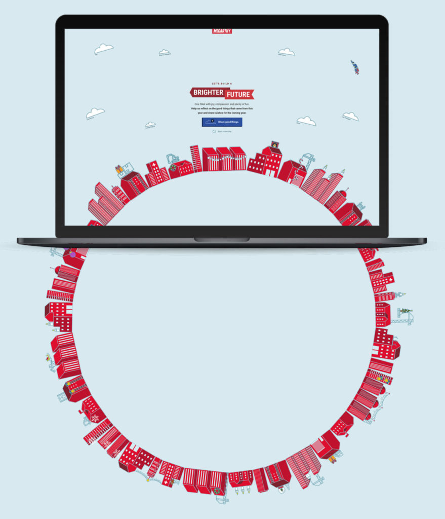 A graphic illustrates the arc structure of McCarthy's holiday website design