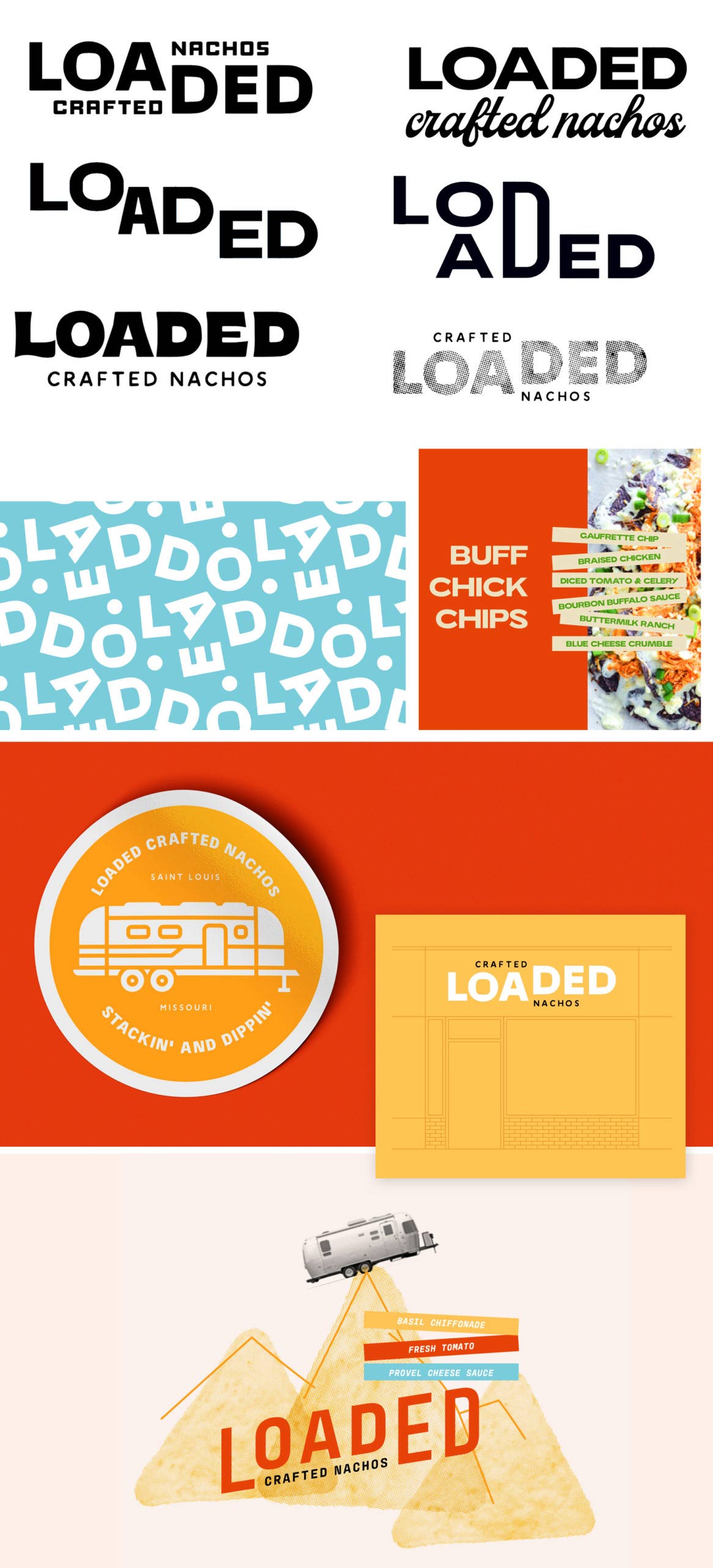 Early explorations of Loaded fast casual branding possibilities