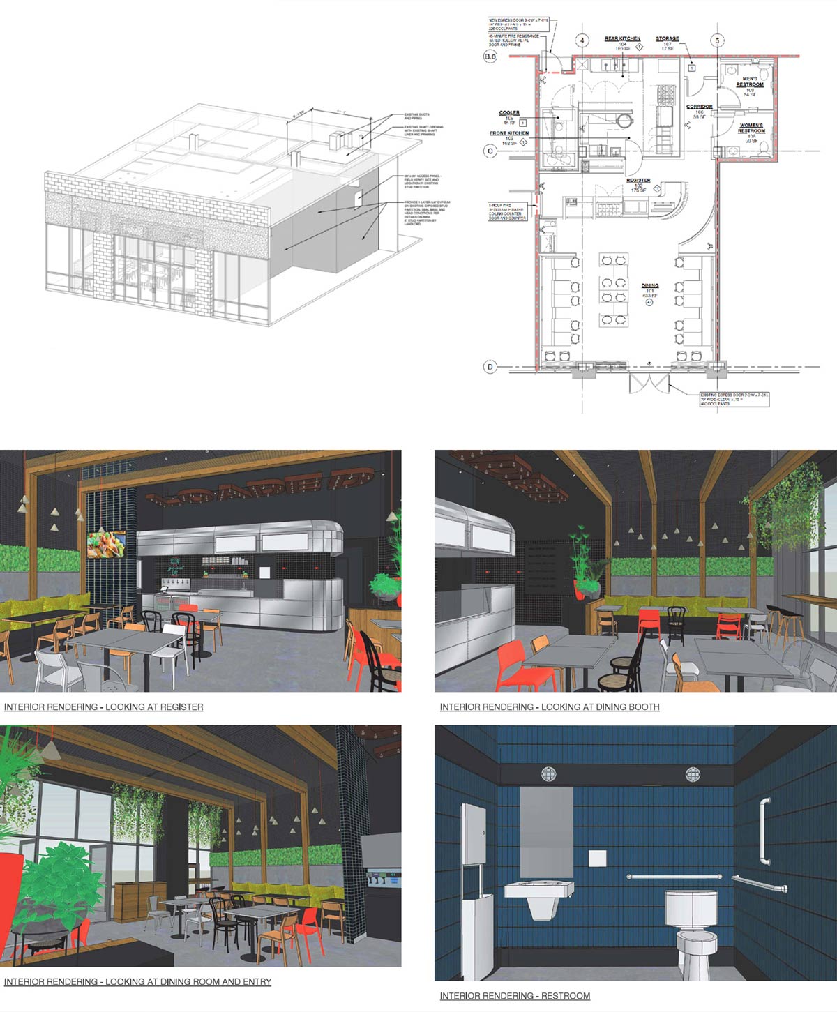 Early architectural renderings for the interior of Loaded