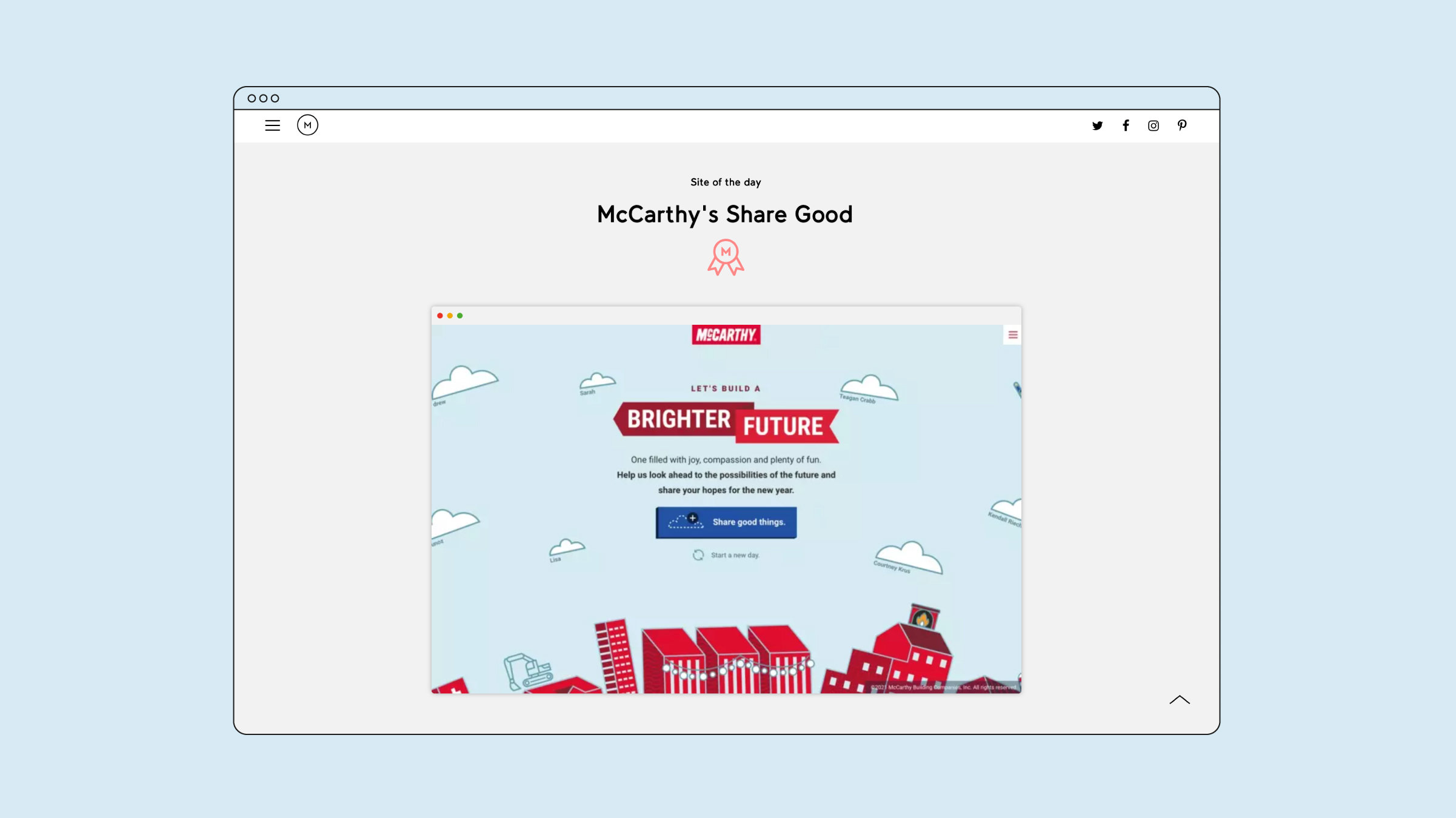 Illustration showing McCarthy's Share Good Website on Mindsparkle Mag's website