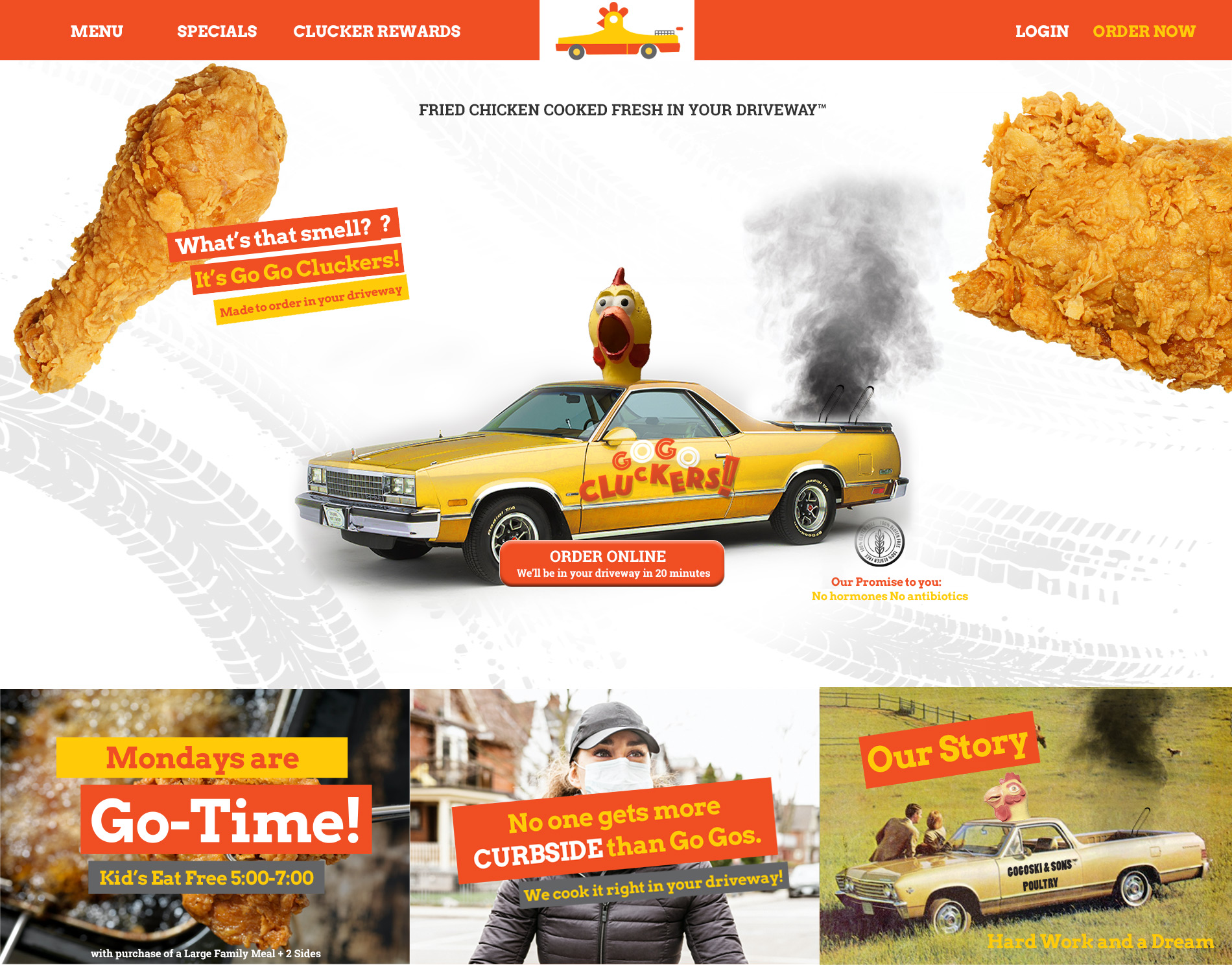 GoGo Cluckers website design