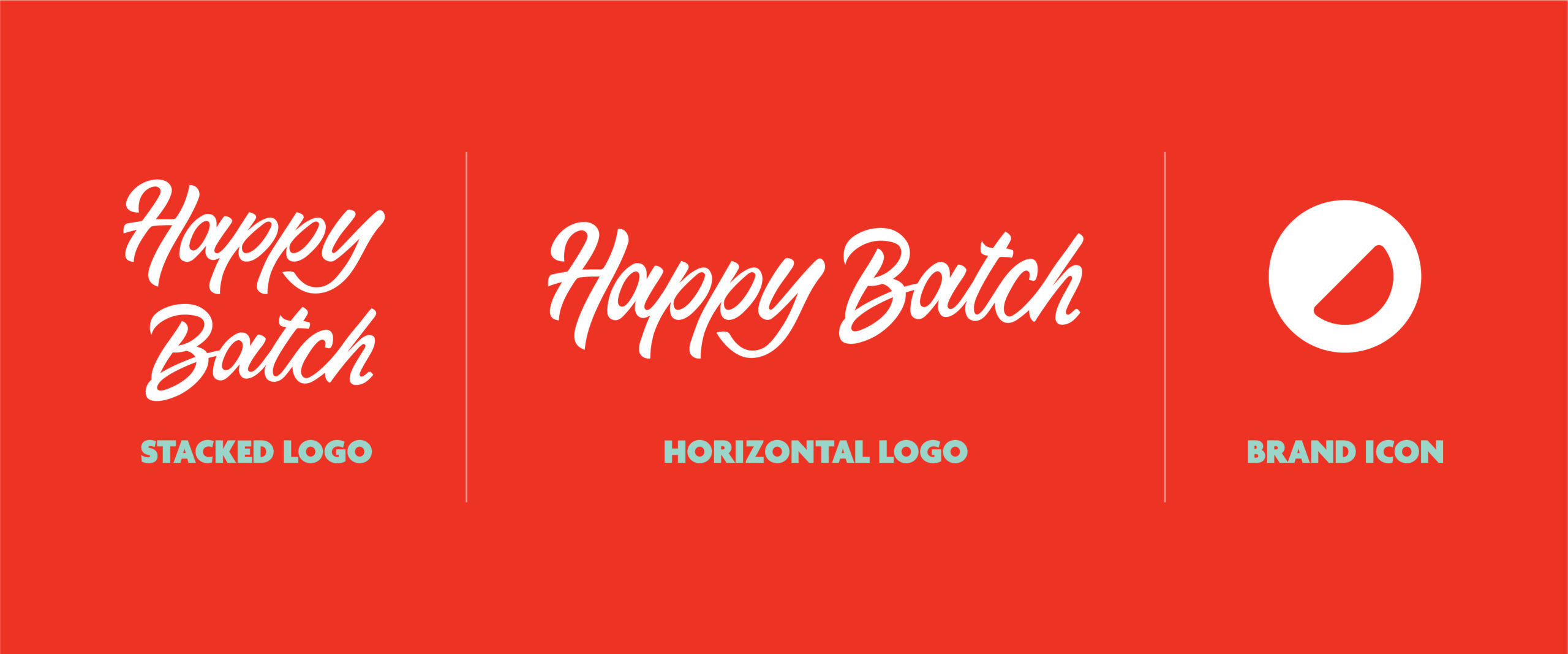 Happy Batch brand identity with logo, stacked logo and brand element