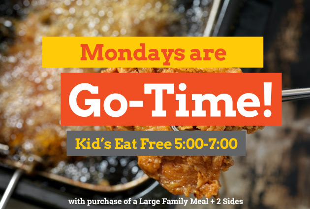 GoGo Cluckers - Mondays are GO time image - kids eat free