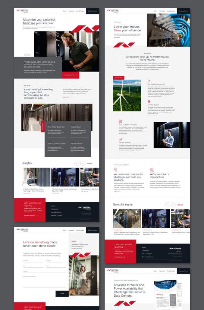 Internal pages from the new Nortek Data Center Cooling website