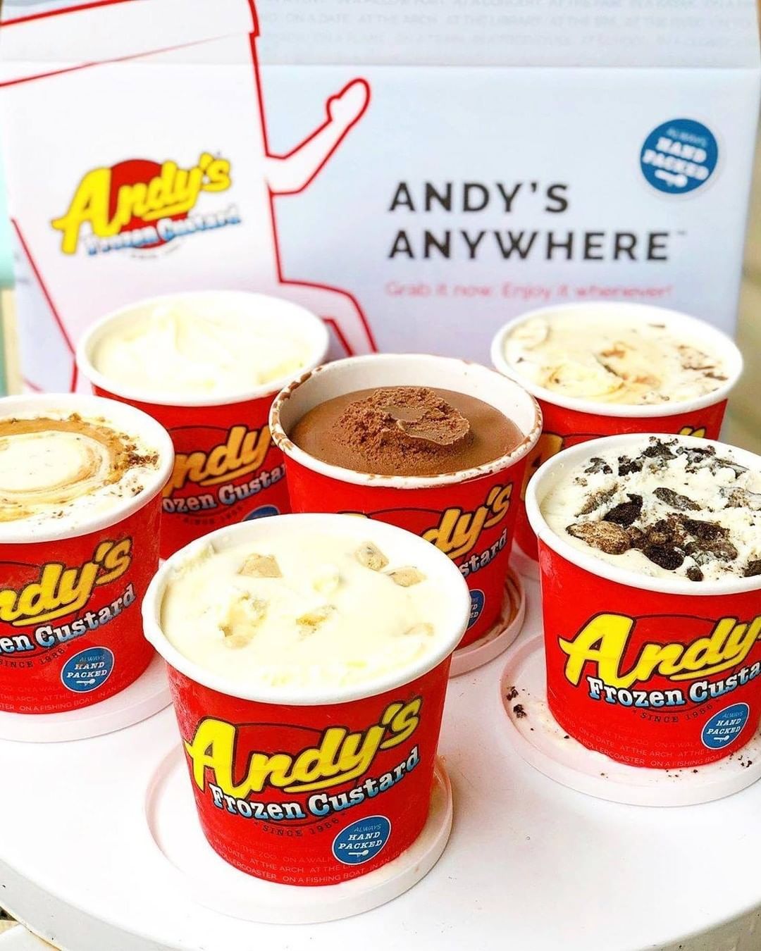 Andy's Pick 6 packaging design, with a carrying case and half pints with different flavors