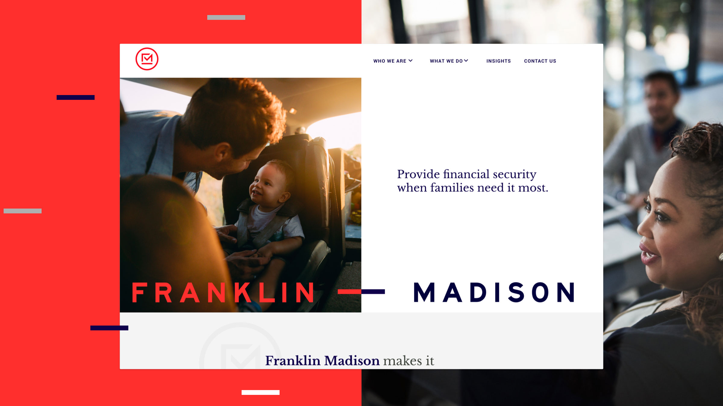 A screenshot of the Franklin Madison website design homepage