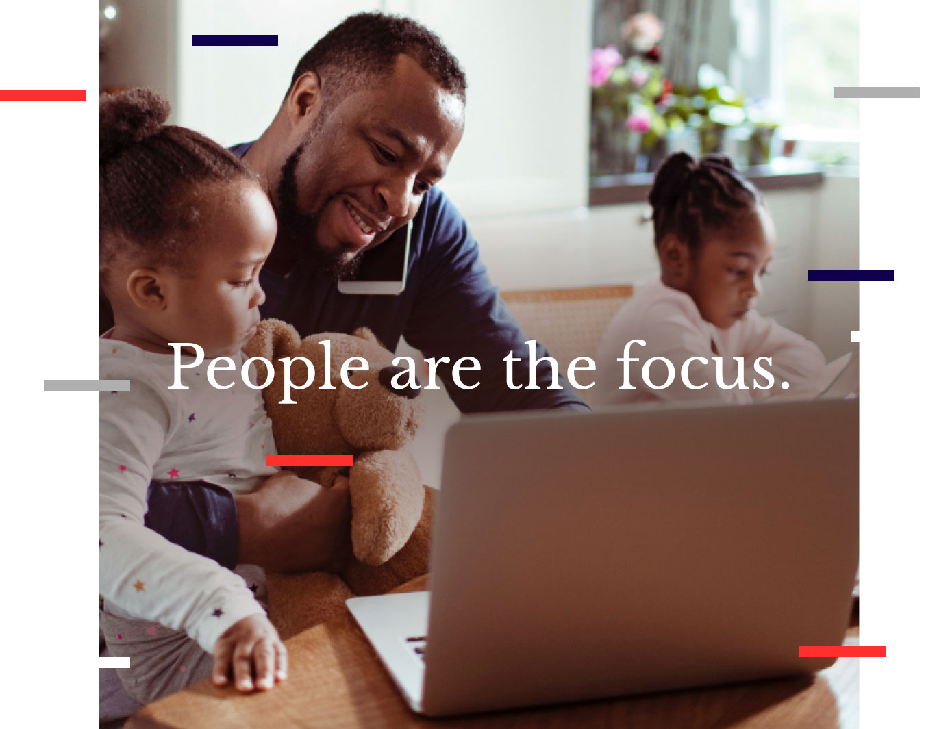 Graphic from the Franklin Madison website design that says "People are the focus."