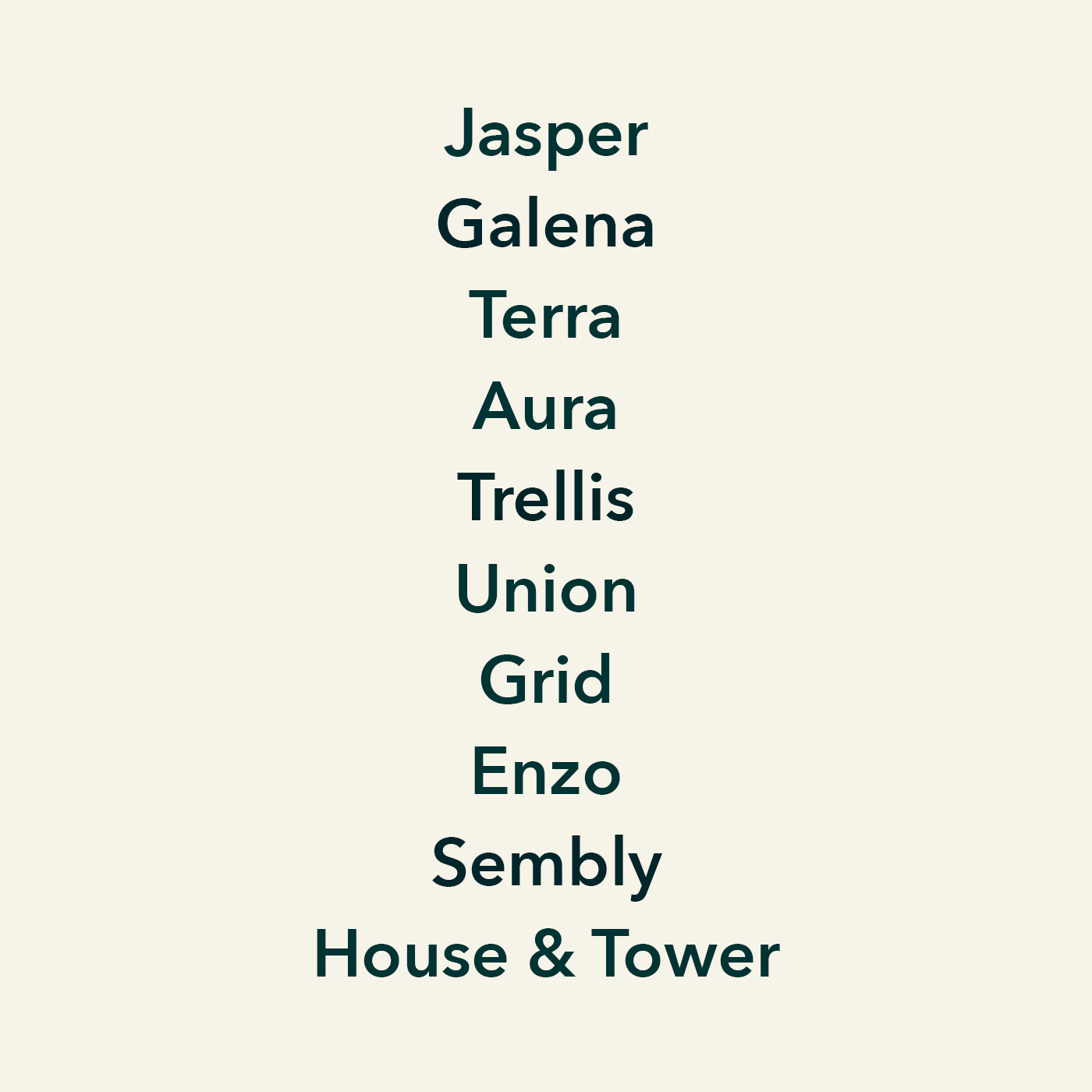 Animated gif showing potential names for the residential development branding